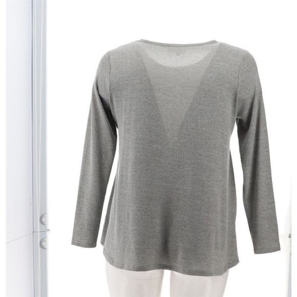 NWT DG2 BY DIANE GILMAN SEAMED BRUSHED KNIT SWEATER W/SWING HEM GRAY XS - Picture 5 of 11